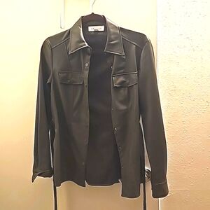 Philosophy faux leather coat navy green extra small